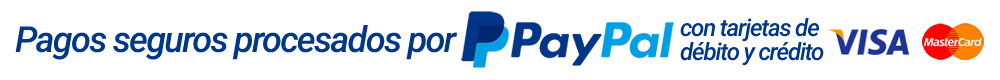 Pagos seguros procesados por PayPal